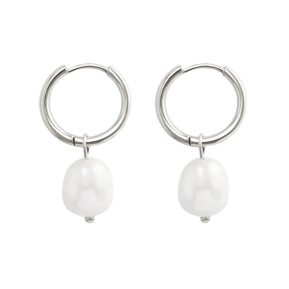 Melina - Silver Dangling Earrings with Pearl
