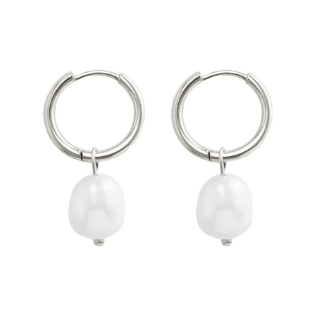 Melina - Silver Dangling Earrings with Pearl