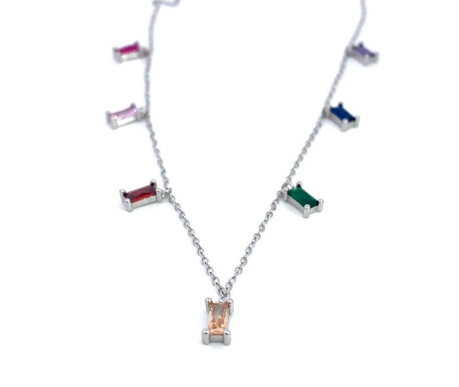 Everly - Multi Coloured Gemstone Silver Necklace