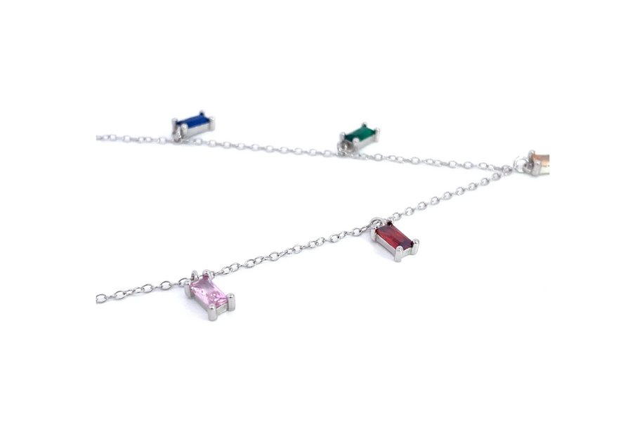 Everly - Multi Coloured Gemstone Silver Necklace