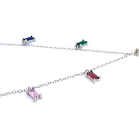 Everly - Multi Coloured Gemstone Silver Necklace