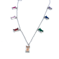Everly - Multi Coloured Gemstone Silver Necklace