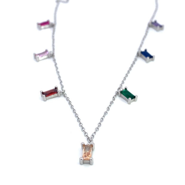 Everly - Multi Coloured Gemstone Silver Necklace