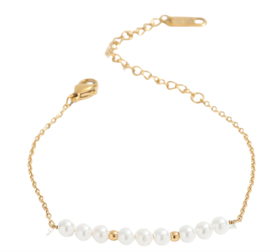 Kali - Gold Chain Bracelet with Pearls