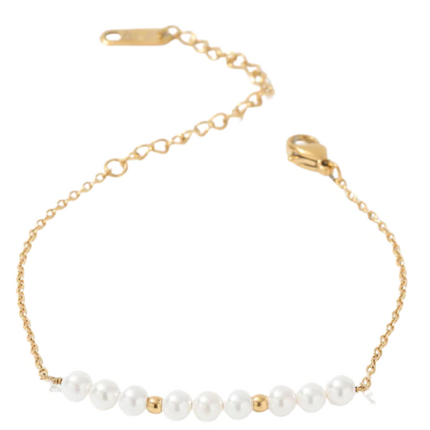 Kali - Gold Chain Bracelet with Pearls