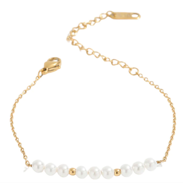 Kali - Gold Chain Bracelet with Pearls