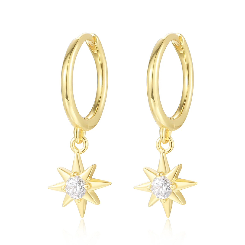 Evelyn - Gold Star Dangling Earrings