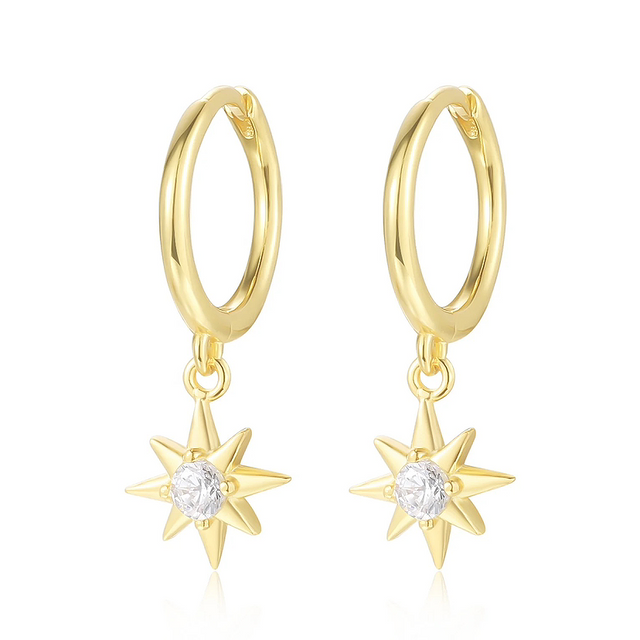 Evelyn - Gold Star Dangling Earrings