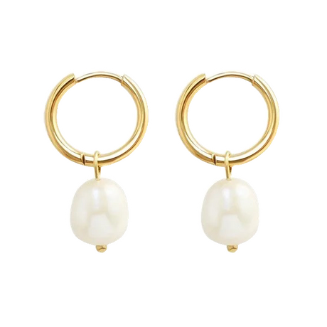 Melina - Gold Dangling Earrings with Pearl